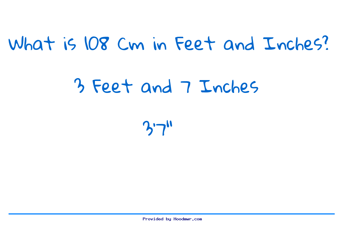 Answer for What is 108 CM in Feet and Inches?