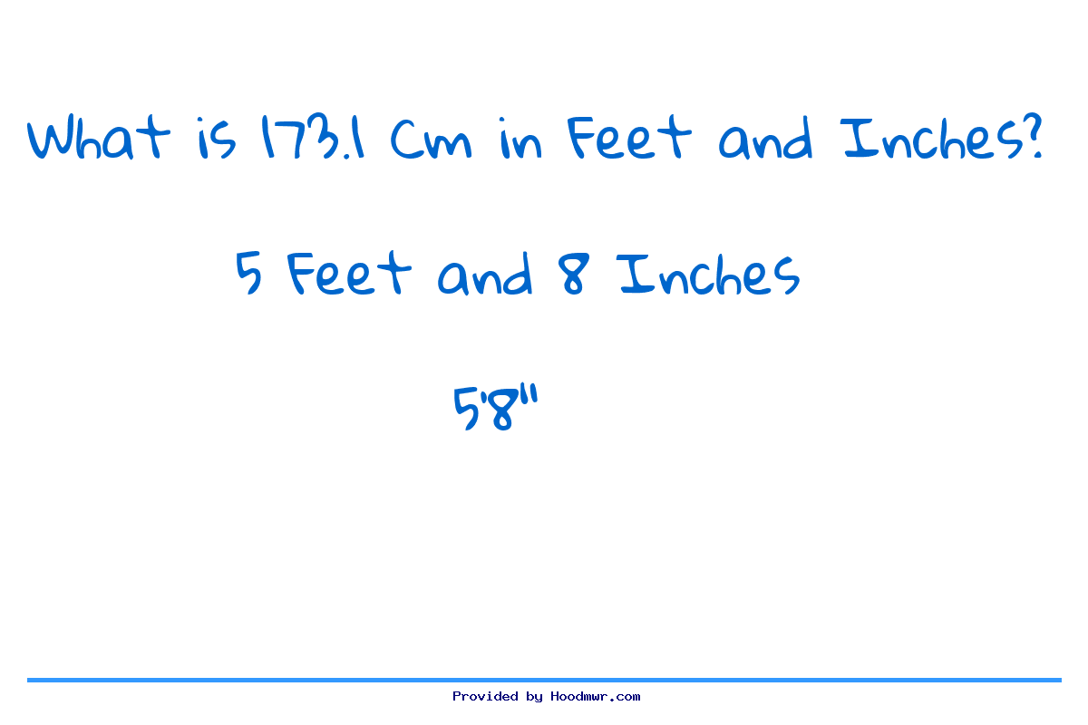 Answer for What is 173.1 CM in Feet and Inches?