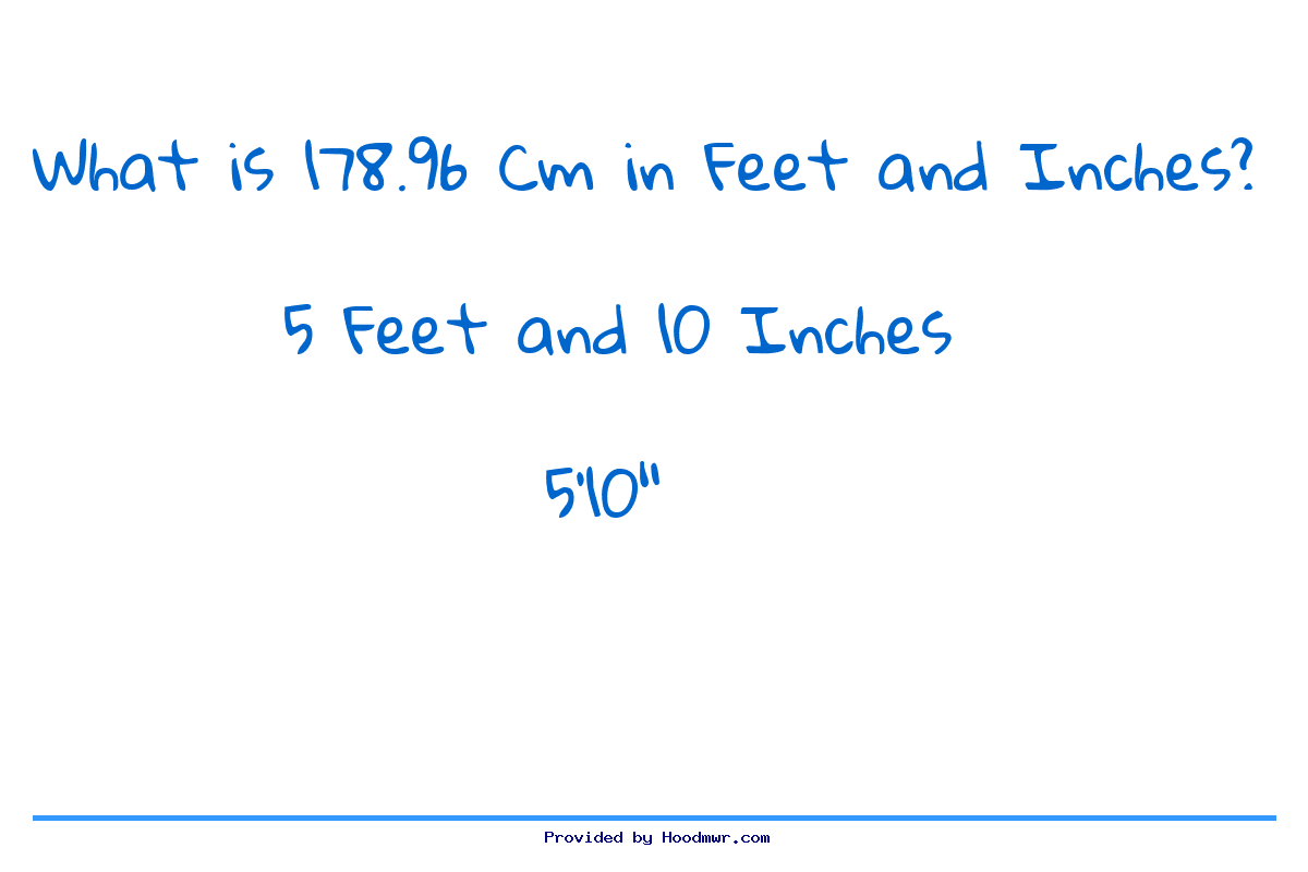 Answer for What is 178.96 CM in Feet and Inches?