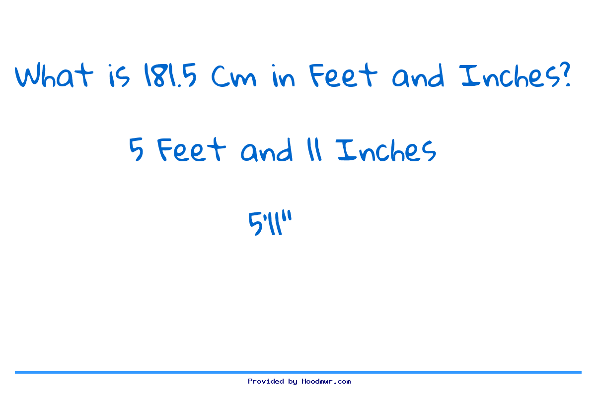 Answer for What is 181.5 CM in Feet and Inches?