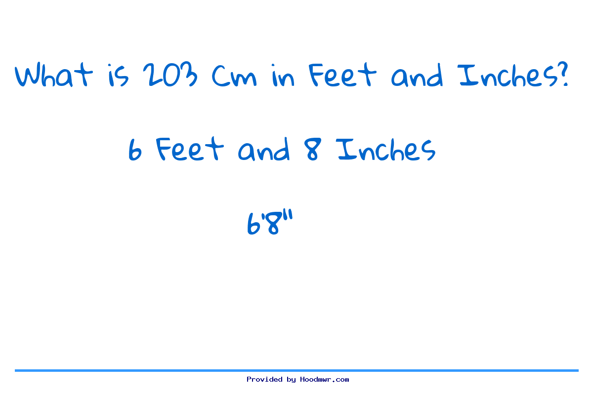 Answer for What is 203 CM in Feet and Inches?