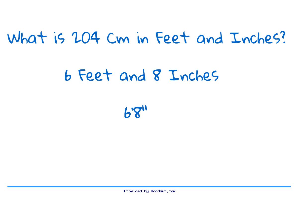 Answer for What is 204 CM in Feet and Inches?