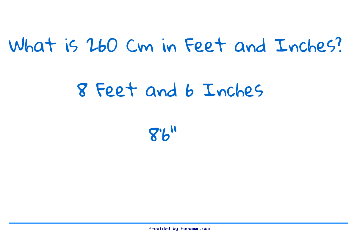 Answer for What is 260 CM in Feet and Inches?