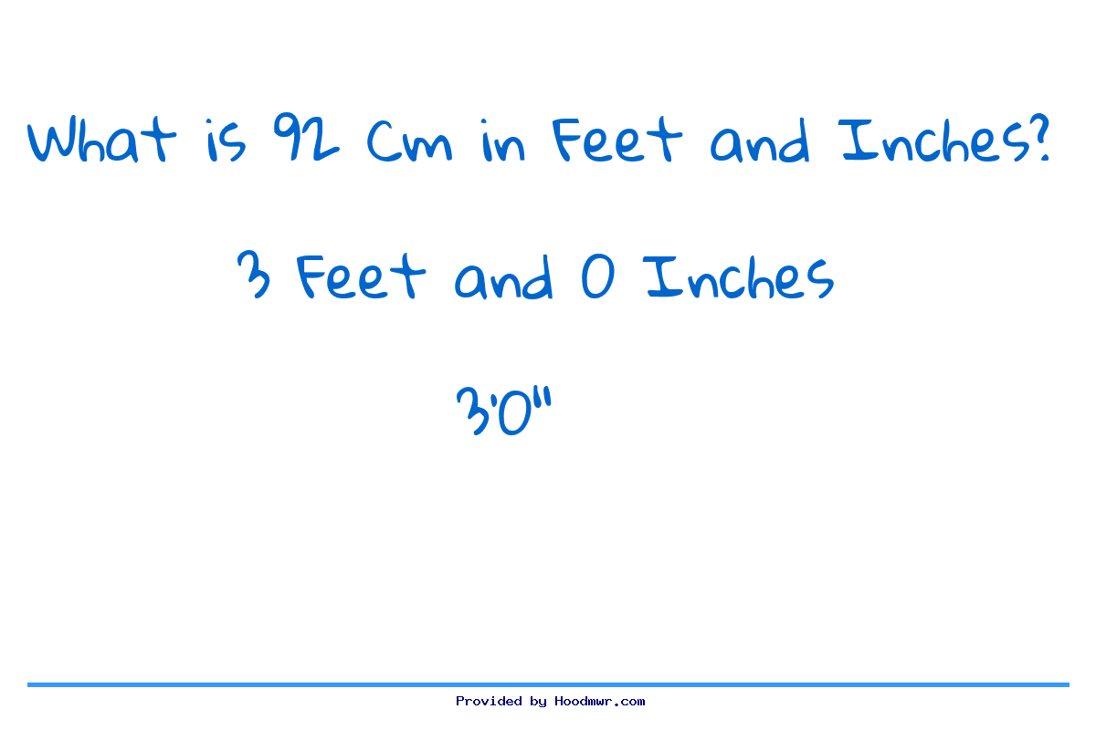 Answer for What is 92 CM in Feet and Inches?