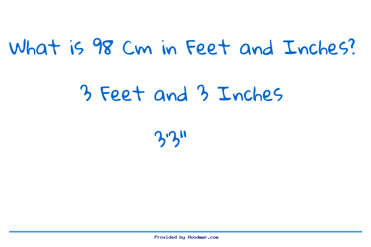 Answer for What is 98 CM in Feet and Inches?