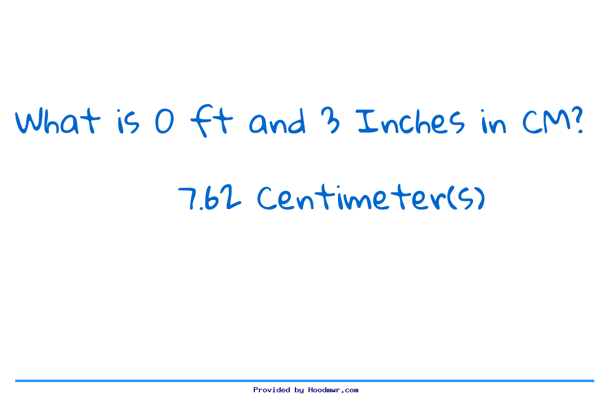 Answer for What is 0 Feet 3 Inches in Centimeters?
