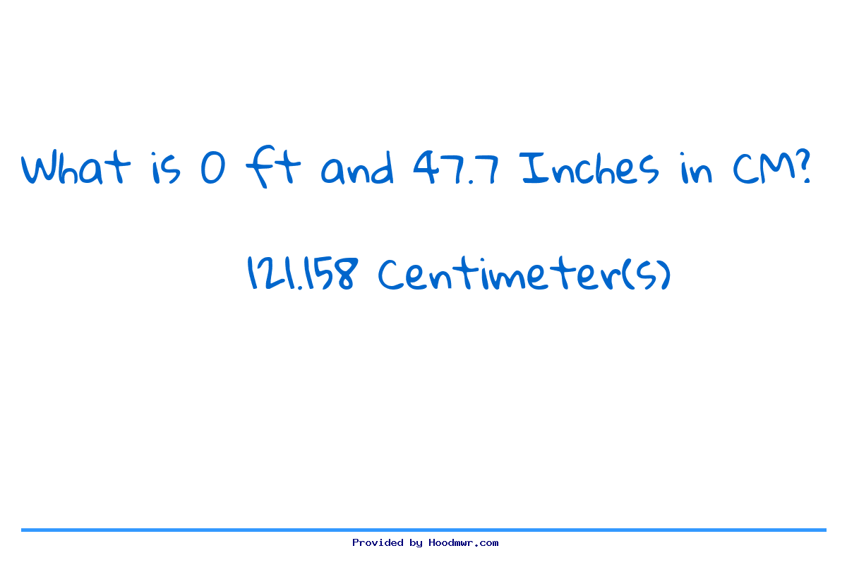 Answer for What is 0 Feet 47.7 Inches in Centimeters?