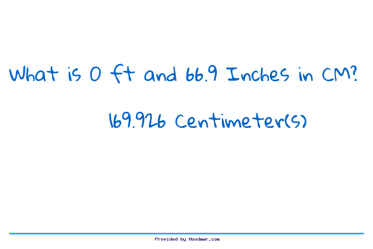 Answer for What is 0 Feet 66.9 Inches in Centimeters?