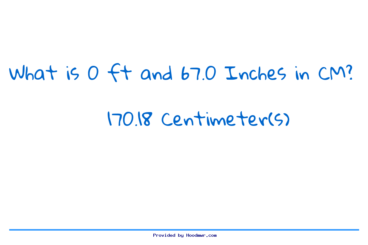 Answer for What is 0 Feet 67 Inches in Centimeters?