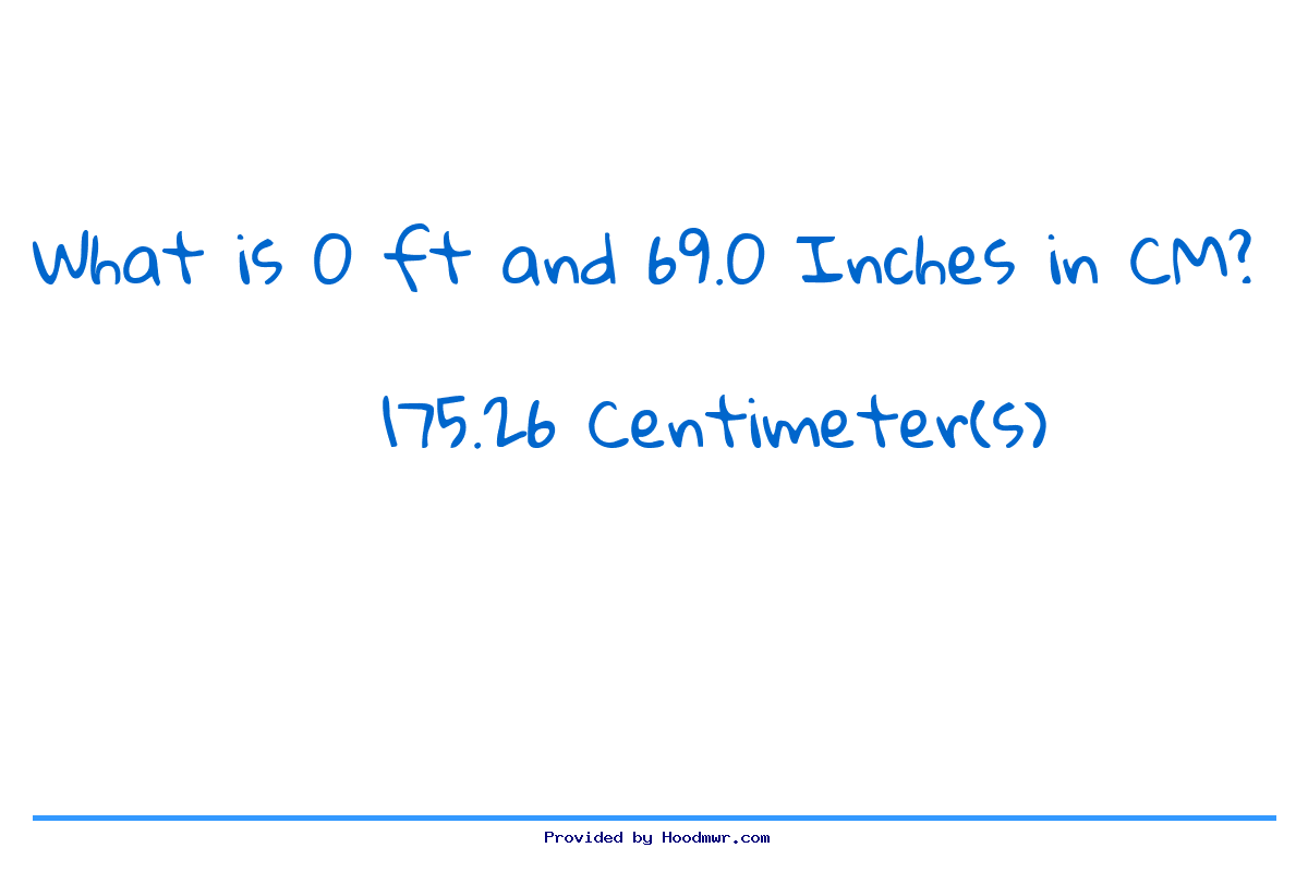 Answer for What is 0 Feet 69 Inches in Centimeters?