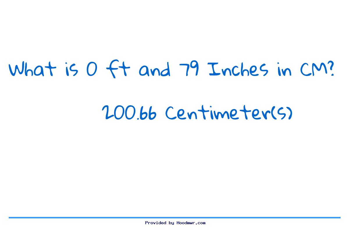 Answer for What is 0 Feet 79 Inches in Centimeters?