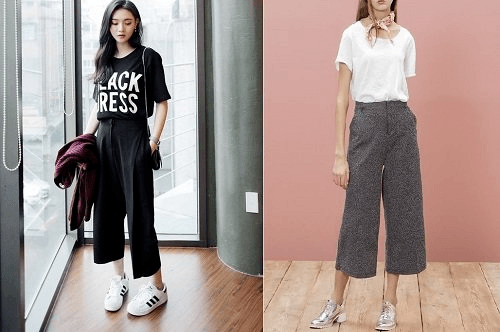 Mix Sports Shoes With Culottes / Wide-Leg Pants 