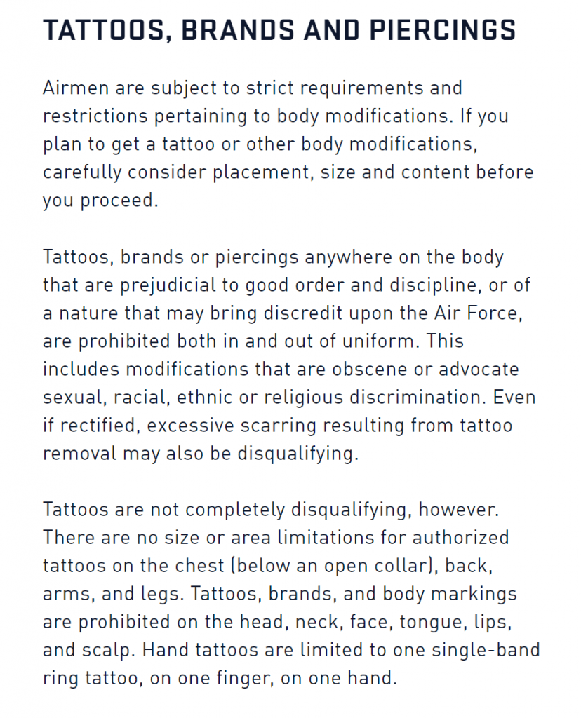 Air Force Tattoo Policy