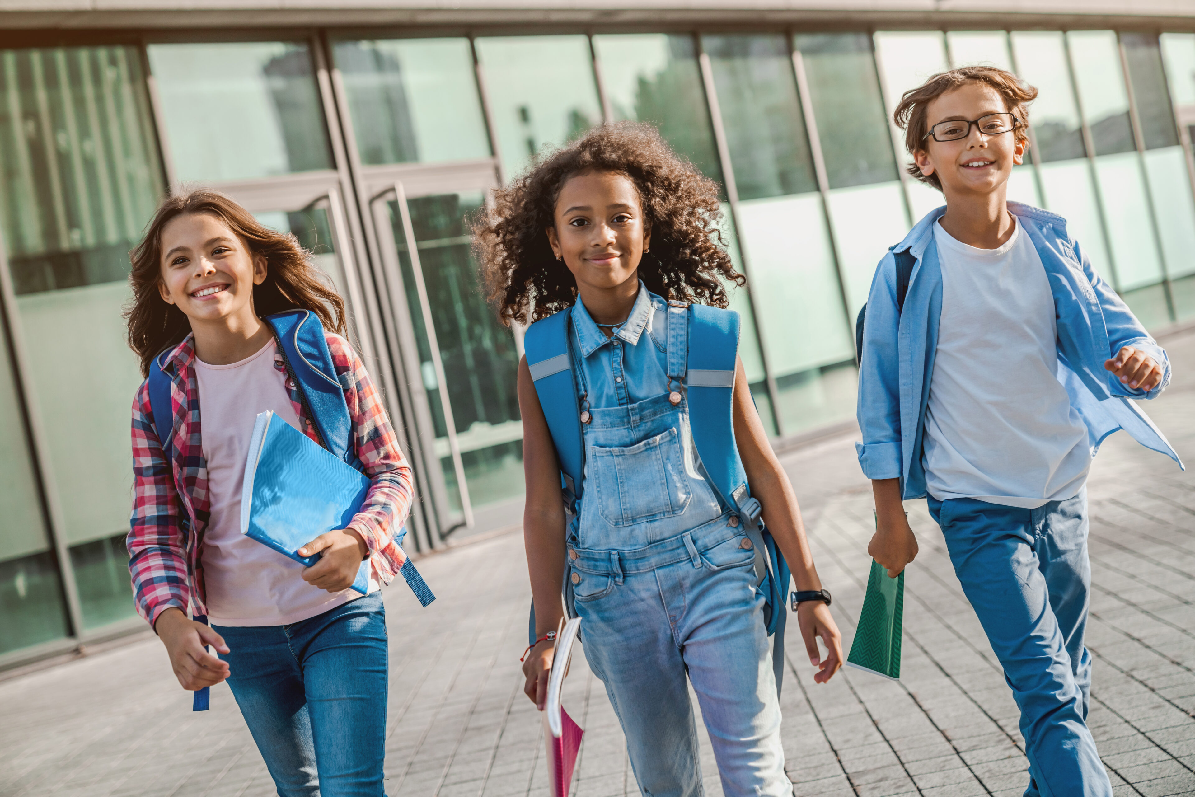 11 year old school kids walking