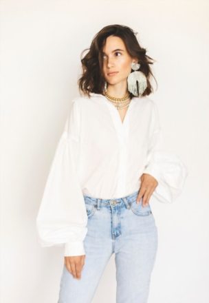 Puff Sleeve Shirt in White