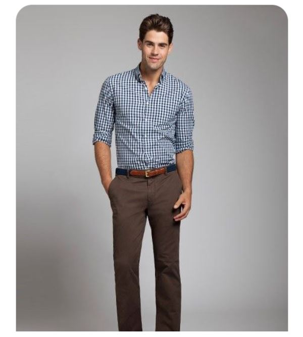 25. Plaid Shirts with Dark Brown Chinos Pants and Suede Boots