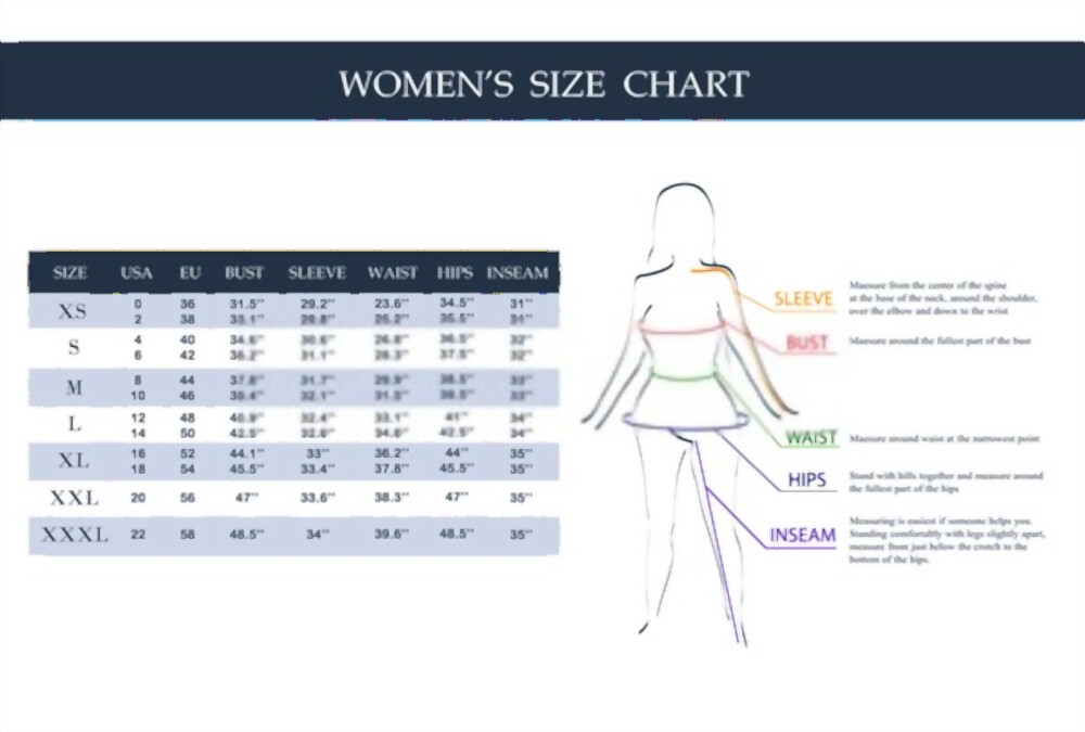 Inseam Size Chart Women's