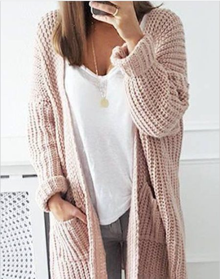 The Cardigan With Distressed Jeans and White Sneakers