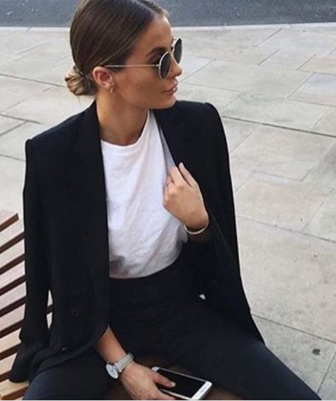 White Undershirt With A Black T-Shirt And Jeans