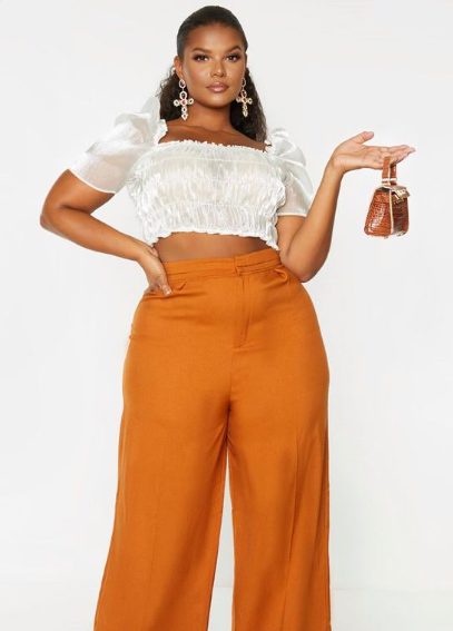 Trendy 2-Piece Top and Wide-Leg Pants