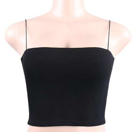Basic Plain Spaghetti Strap Tube Crop Cami Top