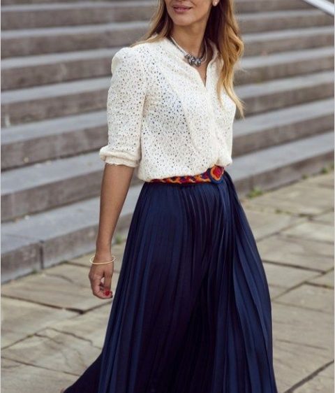 Lace Top And Pleated Skirt