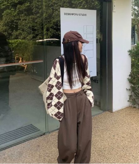 Wide Leg Pants, Cardigan, Cap