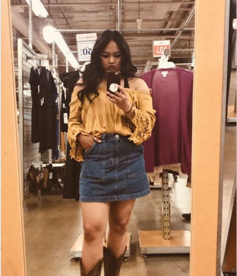 Cowboy Boots with Jeans Skirt