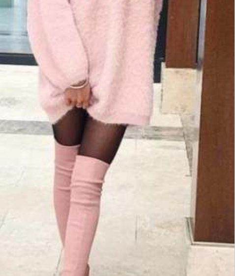 Pink High Heel Boots with Dress Spread