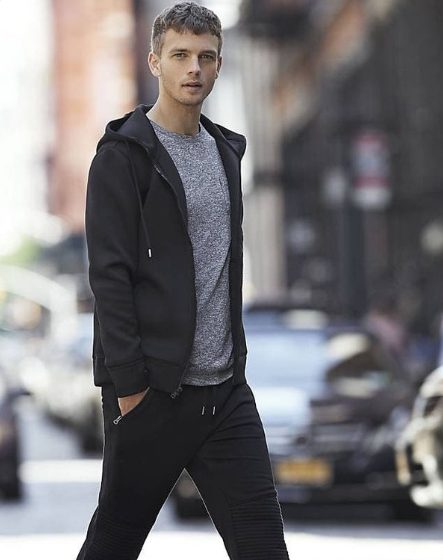 Gray T-Shirt And Black Jacket For Men