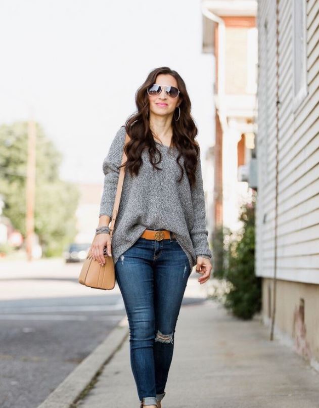 Mules with a pair of jeans and sweater