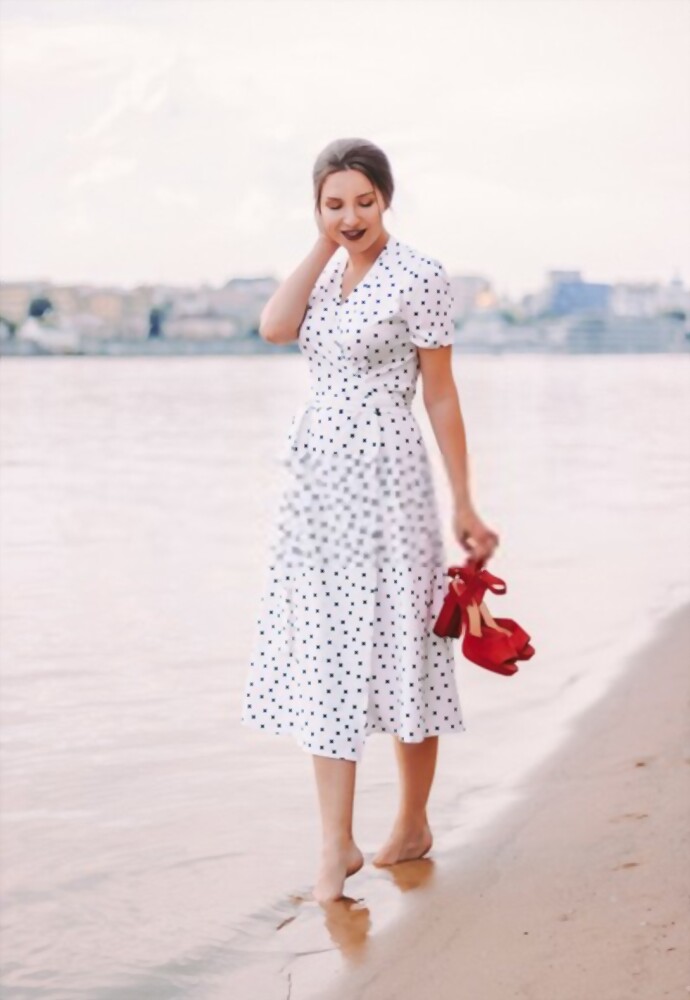 Flared Polka Dot Dresses and Stiletto Heels