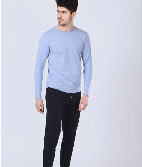 Blue Long-Sleeved Shirt For Men