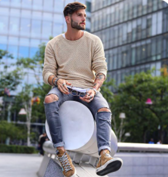 Long Sleeve T-shirt and Ripped Jeans