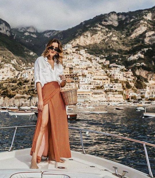 A Light-Weight Blouse,Maxi Skirt, Sunglasses