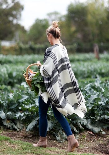 Plaid Poncho Compared With Skinny Jeans And Boots