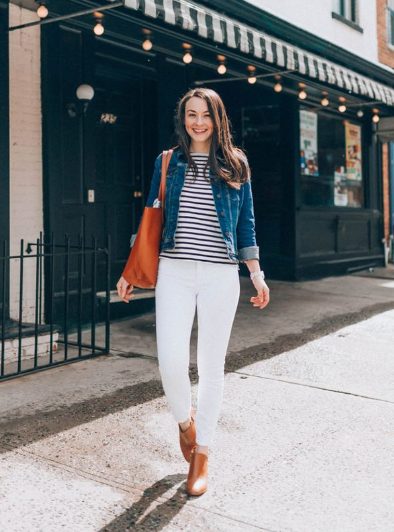 Striped Shirt And Denim Jacket