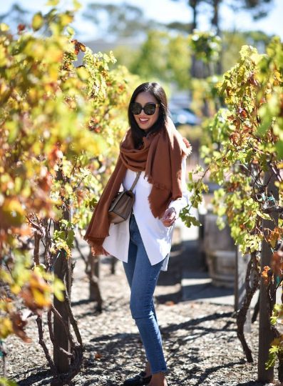 White Shirt, Scarf, And Jeans