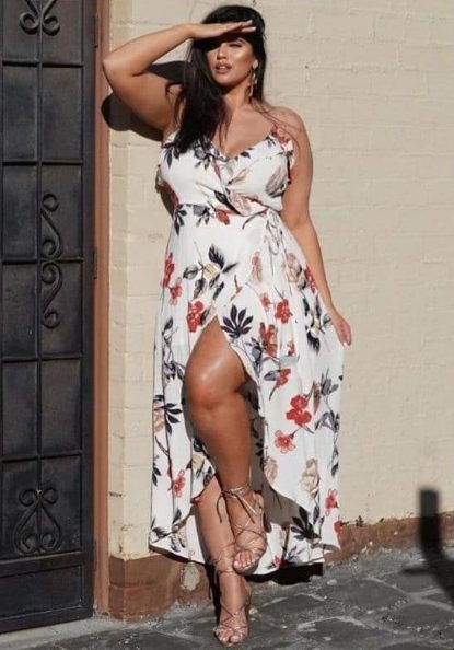 Floral Print Sleeveless Dresses and Ankle Straps Heels
