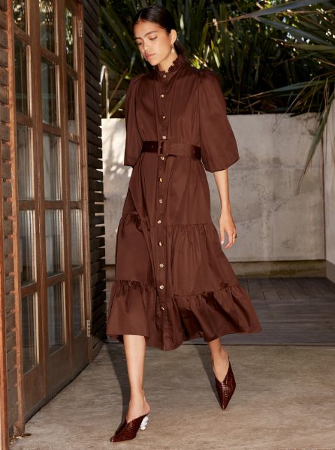 Dark-Colored Midi Dress For Women