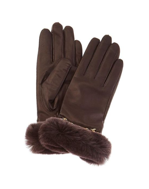 Leather Gloves With Scarf 