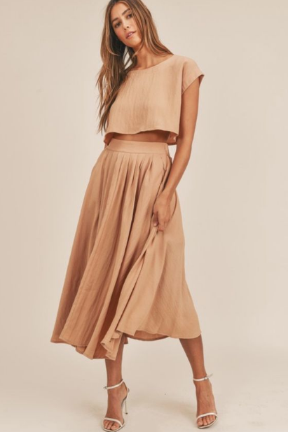 Linen Top, Midi Skirt