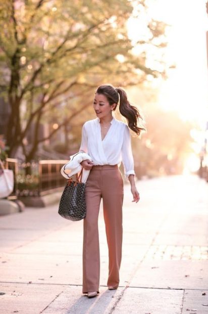 Wide Pipe Pants And Blouse 