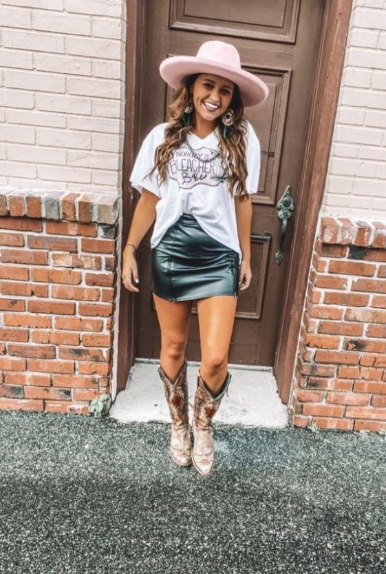 T-Shirts, Leather Skirts And Cowboy Hats, And Boots