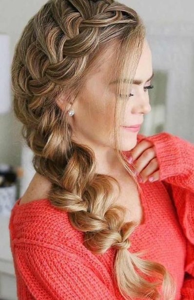 Heavy Side Braided Hairstyle