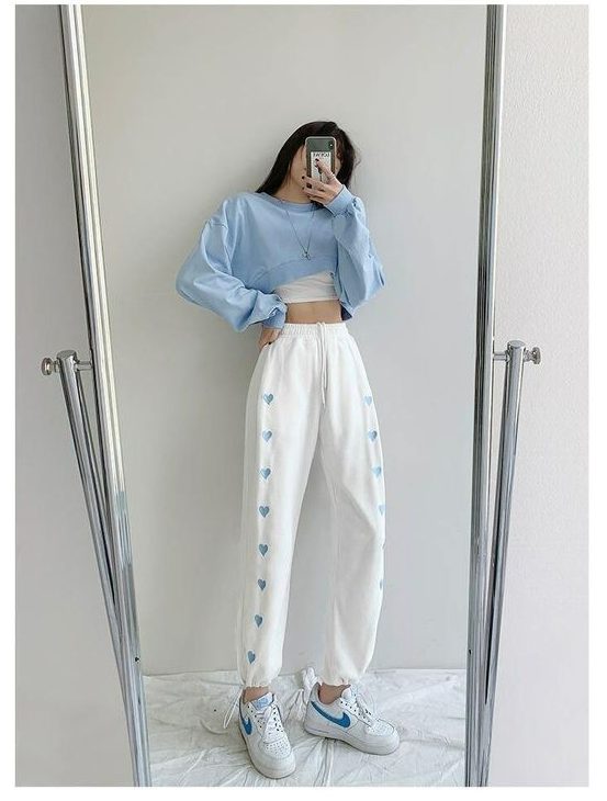 Crop Top, Joggers, Nike shoes