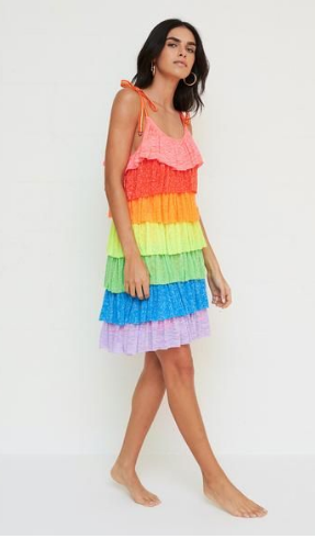 Rainbow Tiered Mini Dress