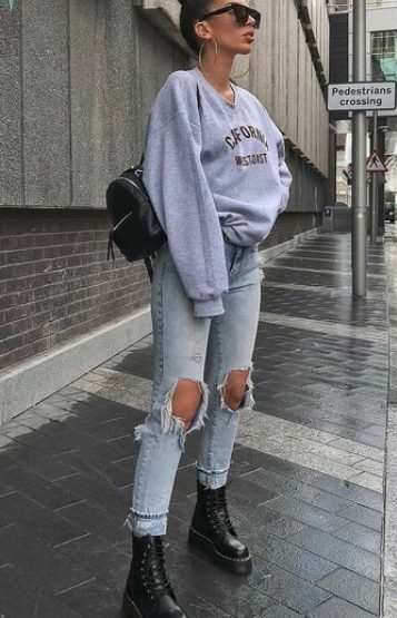 Sweatshirts, Ripped Jeans, And Sneakers Or Boots