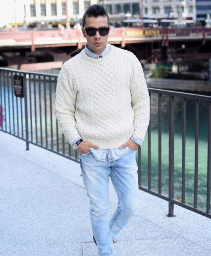 Sweater Over Shirts, Relaxed Jeans, And Boots Or Flats