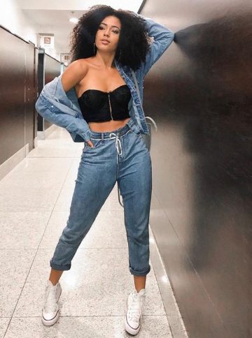 Sweetheart Crop Tops, Denim Jackets, Mom Jeans, And Sneakers